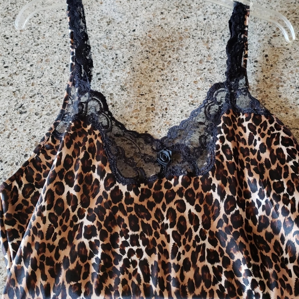 Leopard print long negligee